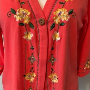 Floral Embroidered Knit Cardigan NWOT
